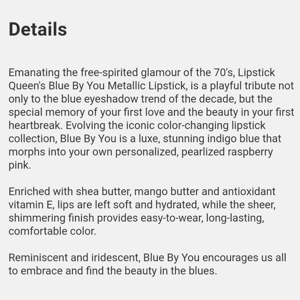 LIPSTICK QUEEN BLUE BY YOU METALLIC LIPSTICK. - Picture 4 of 6